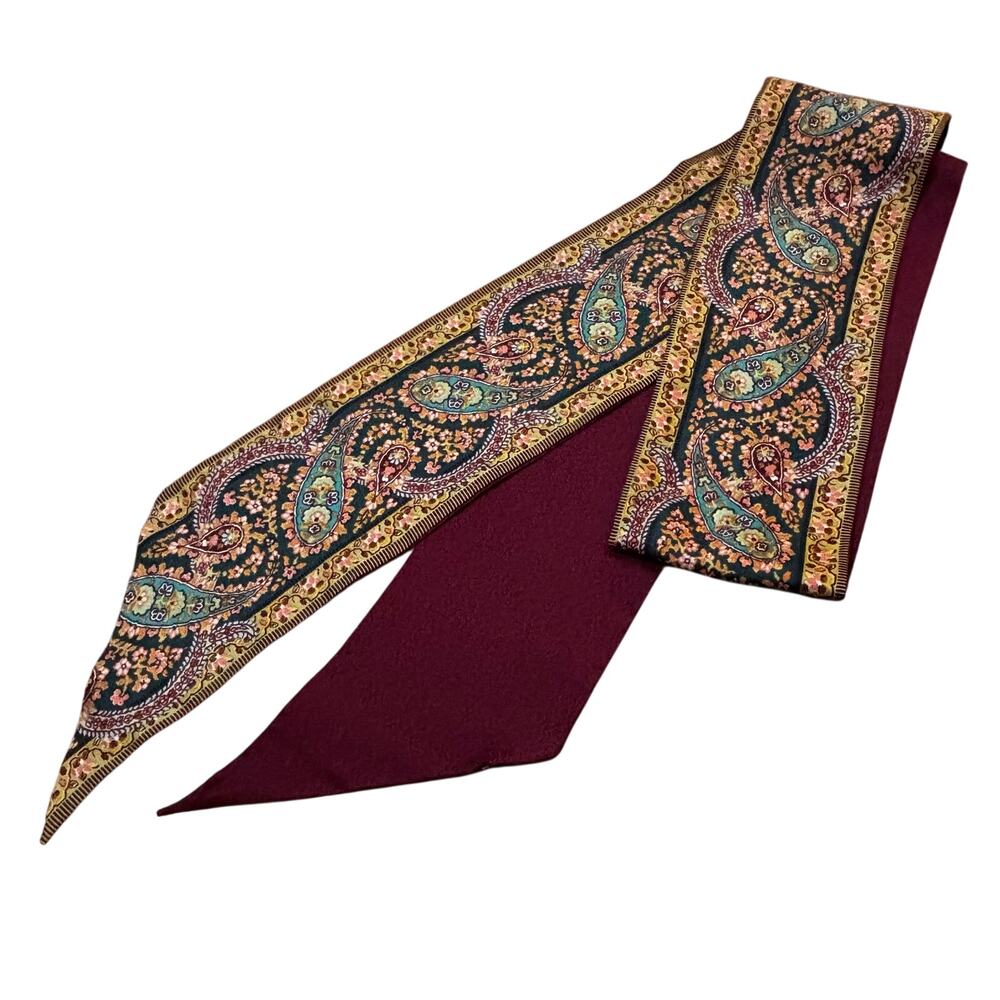 Vintage Talbots Silk scarf neck tie with pointy ends 2-sided multicolor paisley